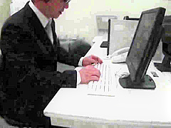 Hot lady boss wearing shinning pink blouse group sex with employ