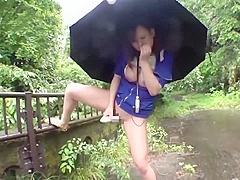 japanese girl masturbated in the rain