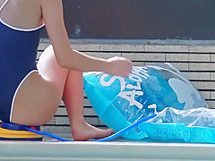 Adorable Chinese Girl in Bikini Outdoors