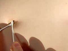 Japanese girl navel played with her cum