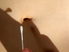 Japanese girl navel played with her cum
