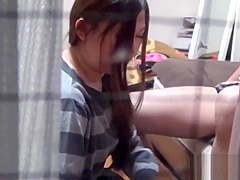 Asian babe in lingerie gets watched