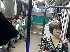 Japanese lady is sucking a rock hard meat stick in the train and getting fucked hard
