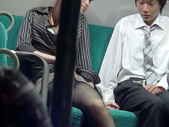 Japanese lady is sucking a rock hard meat stick in the train and getting fucked hard
