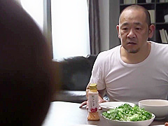 Busty Japanese woman is cuckolding her husband and getting a bit too excited about doing it