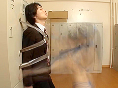 Petite Japanese chick is dressed up as a super hero and doing amazing stuff with a dick