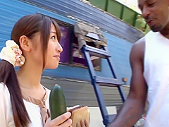 Japanese girl is satisfied by Big Cocks