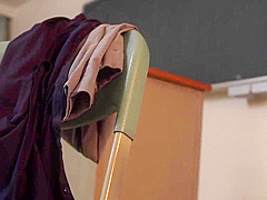 Beautiful Young Student Girl old Man Foot Lick