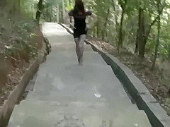 Fuck doggystyle Chinese model babe on mountain