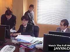 Busty Japanese secretary is getting gangbanged on her first working day instead of doing her job