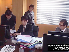 Gorgeous Japanese milf is sucking many dicks while at work and getting gangbanged the way she likes