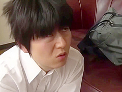 Cute mom cheers up sad boy by taking his cum in her mouth