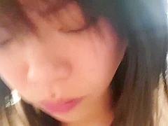 Asian slut wife in dress stripped and giving head on all fours