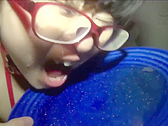 Frisky Japanese brunette is spreading up wide and getting fucked hard, by a group of guys