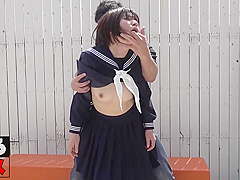 Japanese teen hard pounding