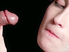 Marie Lathers Cock With Thick Cum