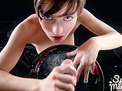 Marie Uses A Group Of Guys Cum For One Messy Handjob