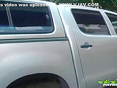 Asian babe is spreading her legs wide for a guy who wants to drill her hairy pussy