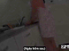 Asian babe is getting fucked very hard while her partner is on his way home, from work