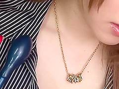 Asian slut jerking off with a spoon