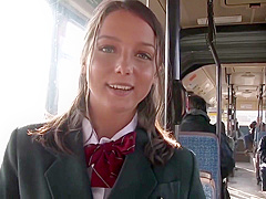 Young girl has anal sex on the public bus