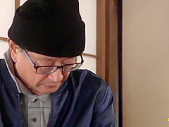 Passionate Japanese teen brunette is getting fucked by an elderly guy, every once in a while