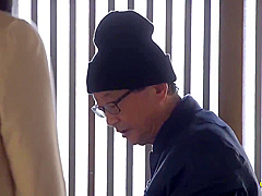 Passionate Japanese teen brunette is getting fucked by an elderly guy, every once in a while