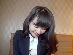 Cock loving Japanese brunette is giving a blowjob to a guy who wants to fuck her