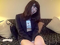 Aroused Japanese brunette took off her face mask before she got her wet pussy fingered