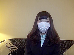Aroused Japanese brunette took off her face mask before she got her wet pussy fingered