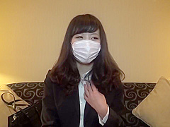 Aroused Japanese brunette took off her face mask before she got her wet pussy fingered