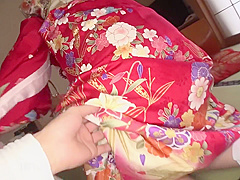 Asian with a hairy pussy gets it all