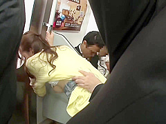 Japanese chick with big tits and perky nipples got fucked in the train and liked it