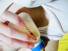 Dropping Milk On The Pink Nipple Of The Beauty Big Breasts Layer