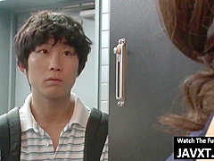 Japanese lady with glasses is working as a teacher and often having sex with her horny students