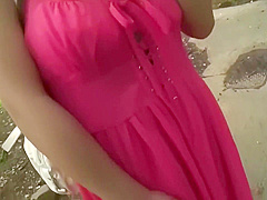 This cute Asian babe is fucked outdoors