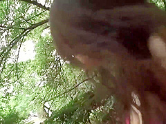 This cute Asian babe is fucked outdoors