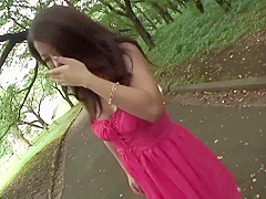 This cute Asian babe is fucked outdoors