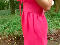 This cute Asian babe is fucked outdoors