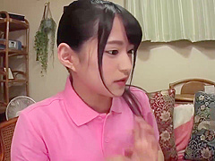 Slim Japanese Teen blows old men and collects their semen to swallow