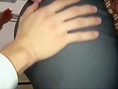 Blue Satin Blouse Bukkake