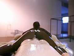 Japanese in Latex Catsuit, shiny ass and legs HD