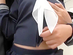 Japanese schoolgirl Uta Kohaku tempting a boy