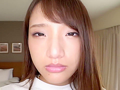 Beautiful girl who leans over her body and panting in cowgirl position