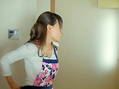 Adorable Asian brunette is fucking her boyfriends father while they are alone at home and horny