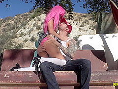 Schoolgirl Marica Hase outdoor sex