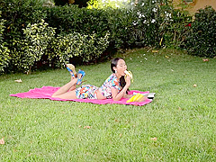 Japanese Hot Picnic And A Big Banana In Her Pussy