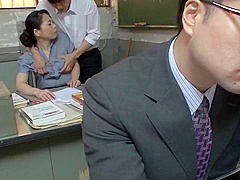 Mature teacher in pantyhose fingering creampie in office