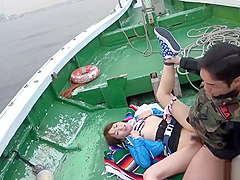 Japanese teen, Nonoka Kaede got fucked in the boat, uncensored