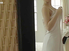 Rarely Found: Big tits Rio tried her wedding Dress!